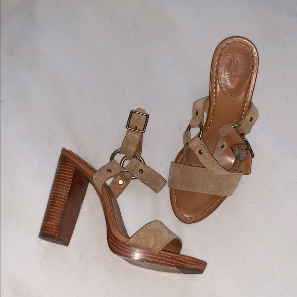 Frye brown leather heels size 8.5